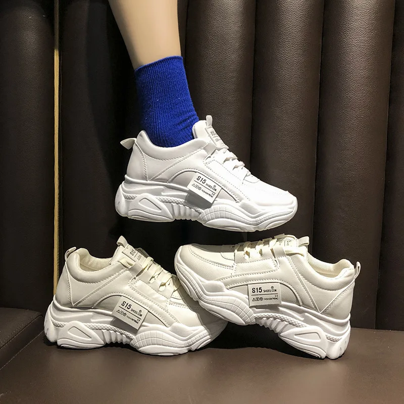 

Women's Sports Shoes Chunky Sneakers 2021Spring Autumn Tennis Female Vulcanized Footwear Ladies Platform Soles Woman Shoes