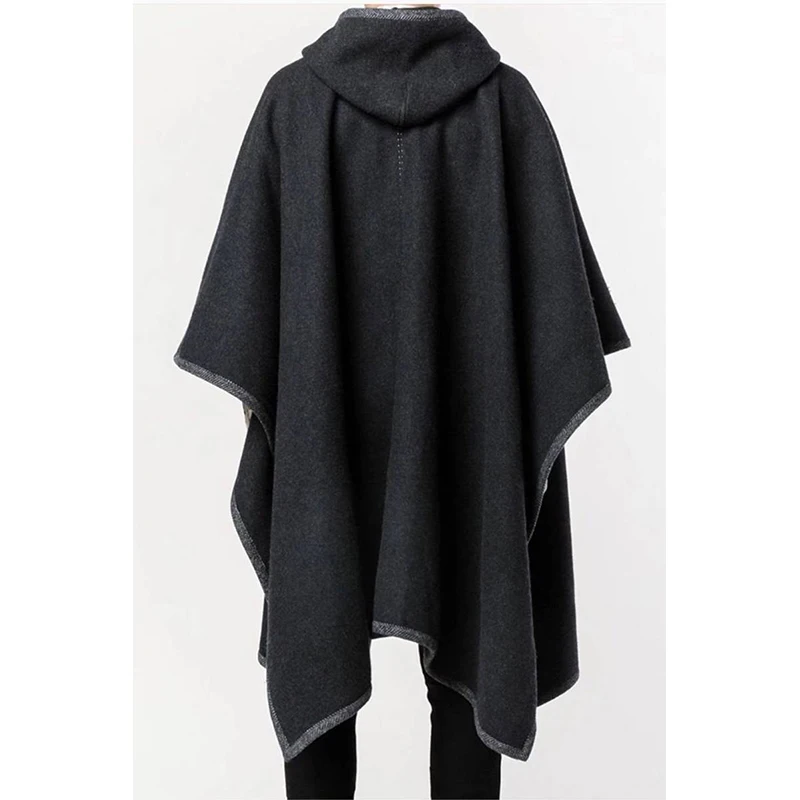 Мужская длинная шерстяная накидка в стиле ретро