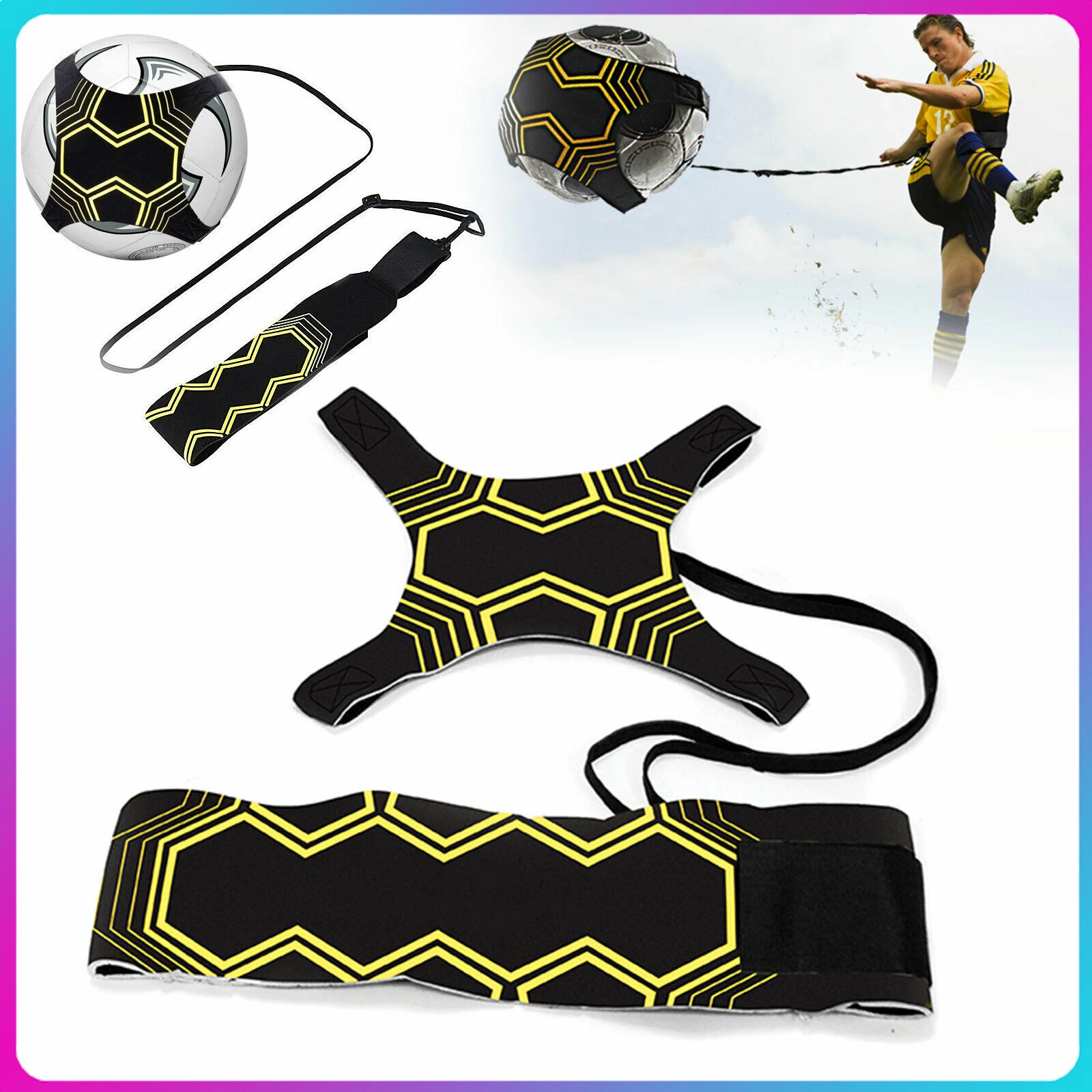 

Soccer Trainer Football Kick Throw Solo Practice Training Aid Control Skills Adjustable Equipment Ball Bags Gift