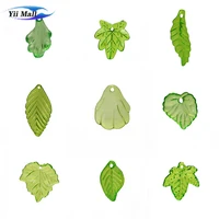 fashion 30pcs transparent green acrylic leaf beads for jewelry crafts diy pendant earings making charm jewelry accessories
