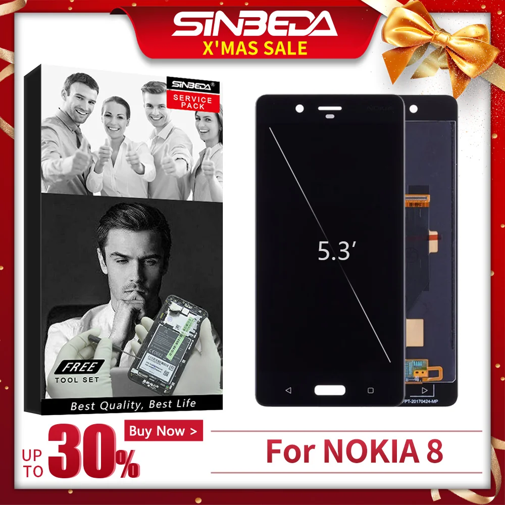 5," 1440x2560 Дисплей для NOKIA 8 ЖК-дисплей кодирующий преобразователь сенсорного экрана в сборе Замена дисплея ЖК-сенсорная панель lcd