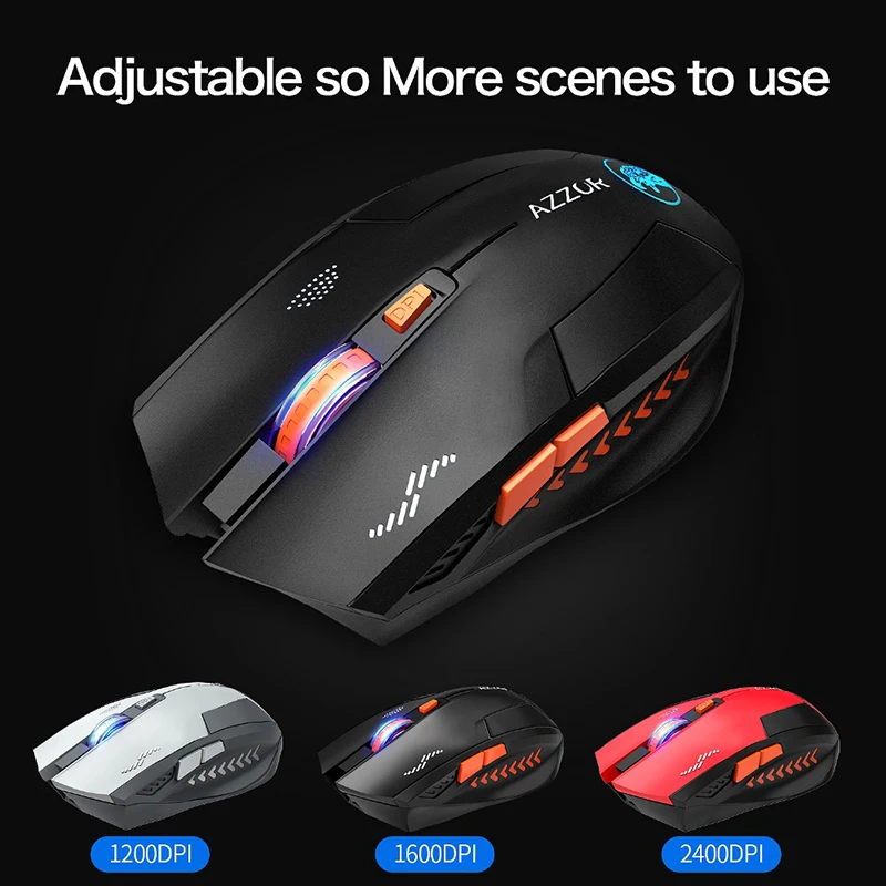 2.4Ghz Wireless Mouse Gaming Slient USB 2400 DPI Ergonomic Design 6 Buttons Scrub Black Noiseless for PC Laptop | Компьютеры и офис