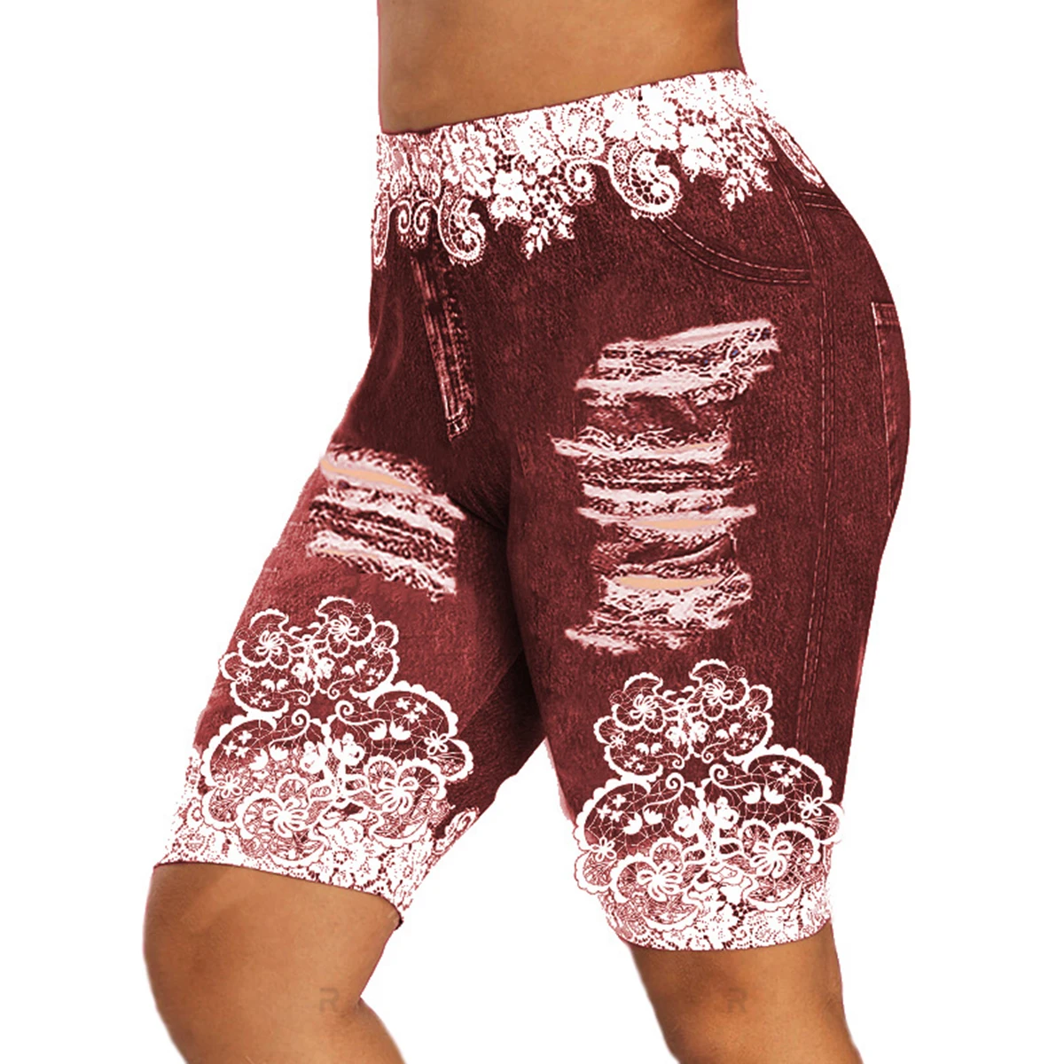 

Hirigin 2020 Fashion Women's Shorts, Lace Imitation-Jeans Pants, High Waist Printed Casual Tight Breathable Clothes
