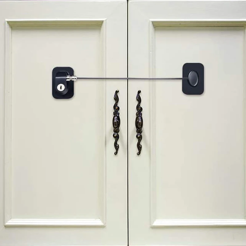 

4 Pack Refrigerator Door Lock with Keys Adhesive Fridge Freezer Door Drawer Lock for Child Safety, Black and White
