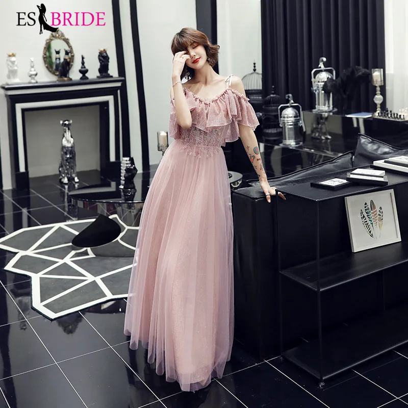 2020 new spring and summer long pink dress | Свадьбы и торжества