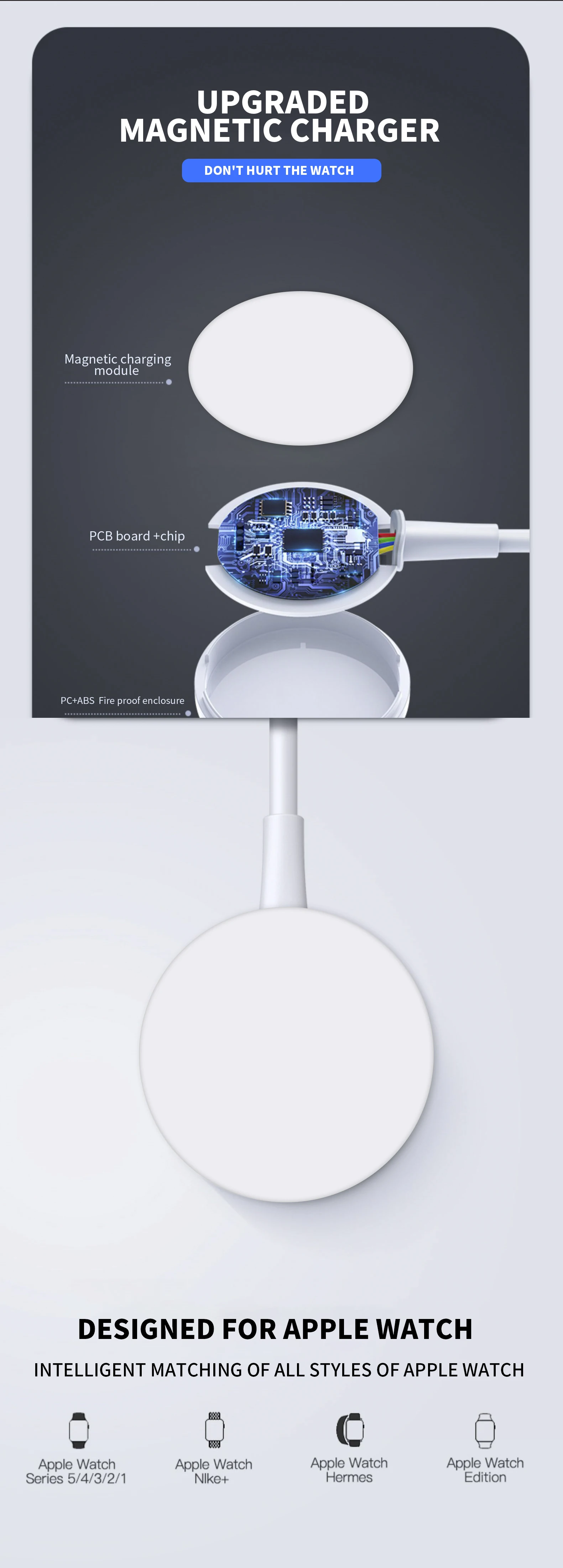 Портативное беспроводное зарядное устройство для IWatch 6 SE 5 4 магнитная зарядная