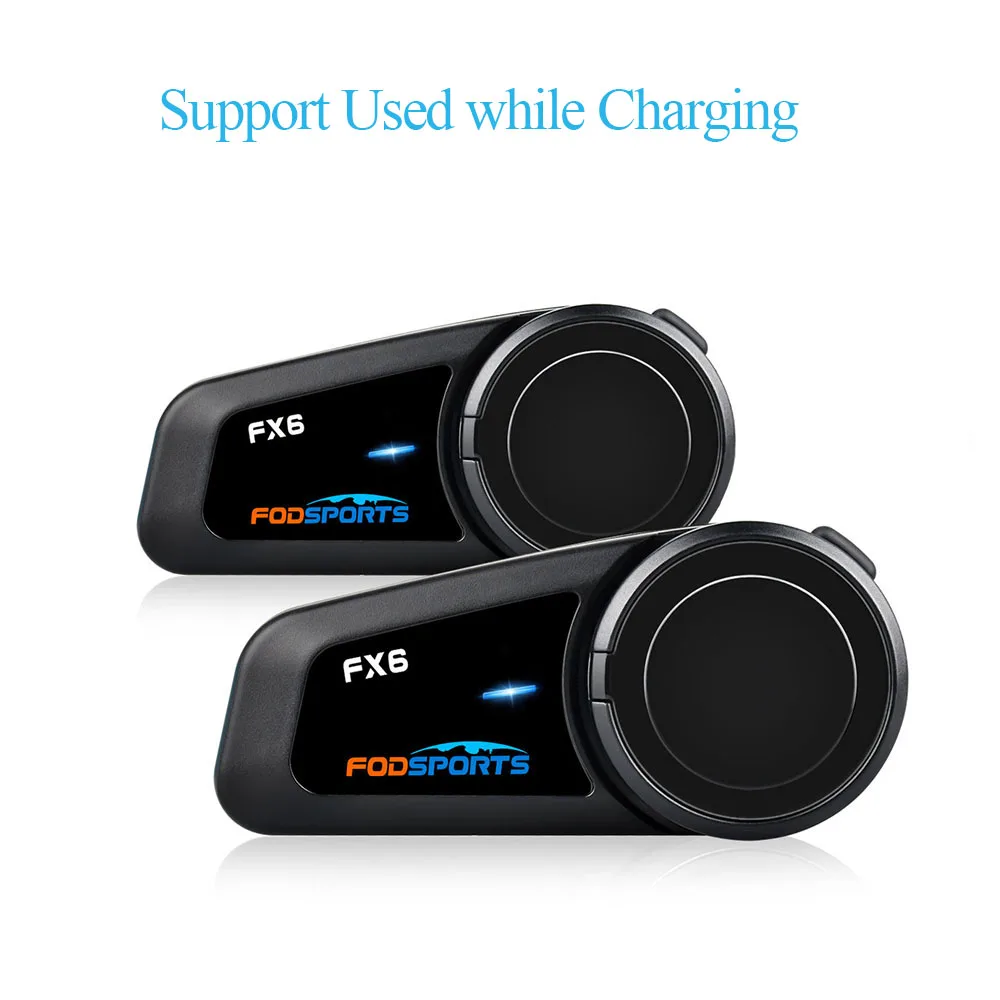 

Fodsports 2Pcs FX6 Motorcycle Helmet Intercom for 6Riders 1000m Intercomunicador moto Wireless Bluetooth Helmet Headset FM Radio