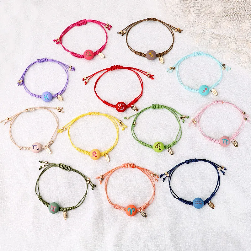 Плетеный кожаный браслет 12 созвездий Лев дева весы тканый для пары дружбы мужчин