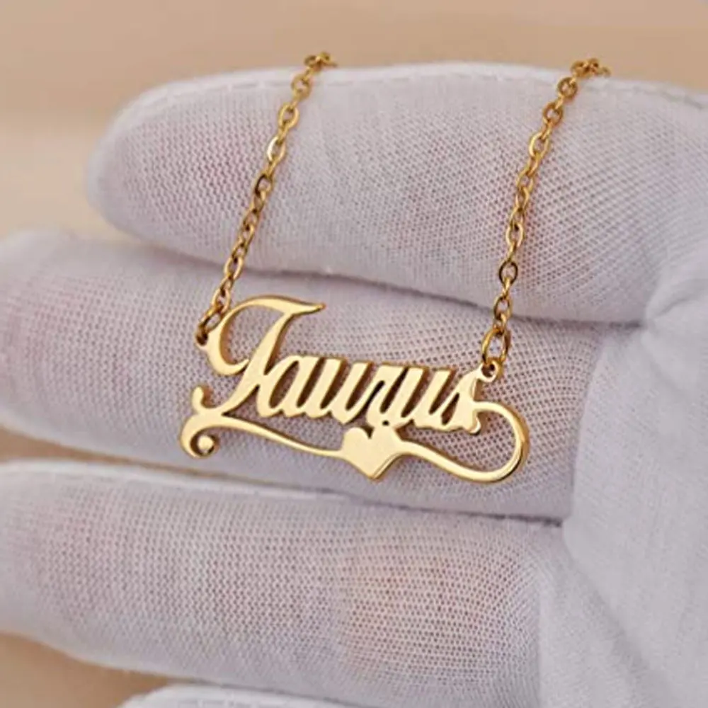

Mini-World Women's Personalized Necklace Customized Name Pendant with Heart-shaped sign Stainless Steel Necklace Gift for Mother