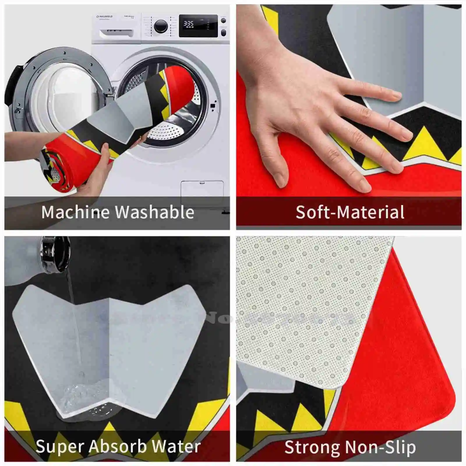 Kyoryu красный мягкий домашний ковер дверной коврик автомобильный динозавр