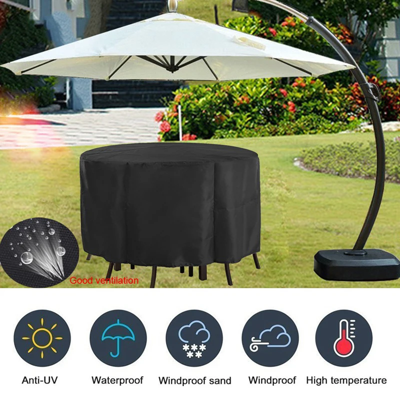

Waterproof Outdoor Garden Furniture Covers Oxford Cloth Rain Snow Dustproof Protective Cover for Round Table Chair Protector