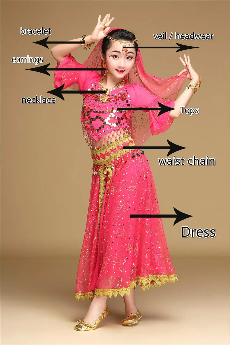 Детская Одежда для танцев в индийском стиле одежда выступлений танца живота