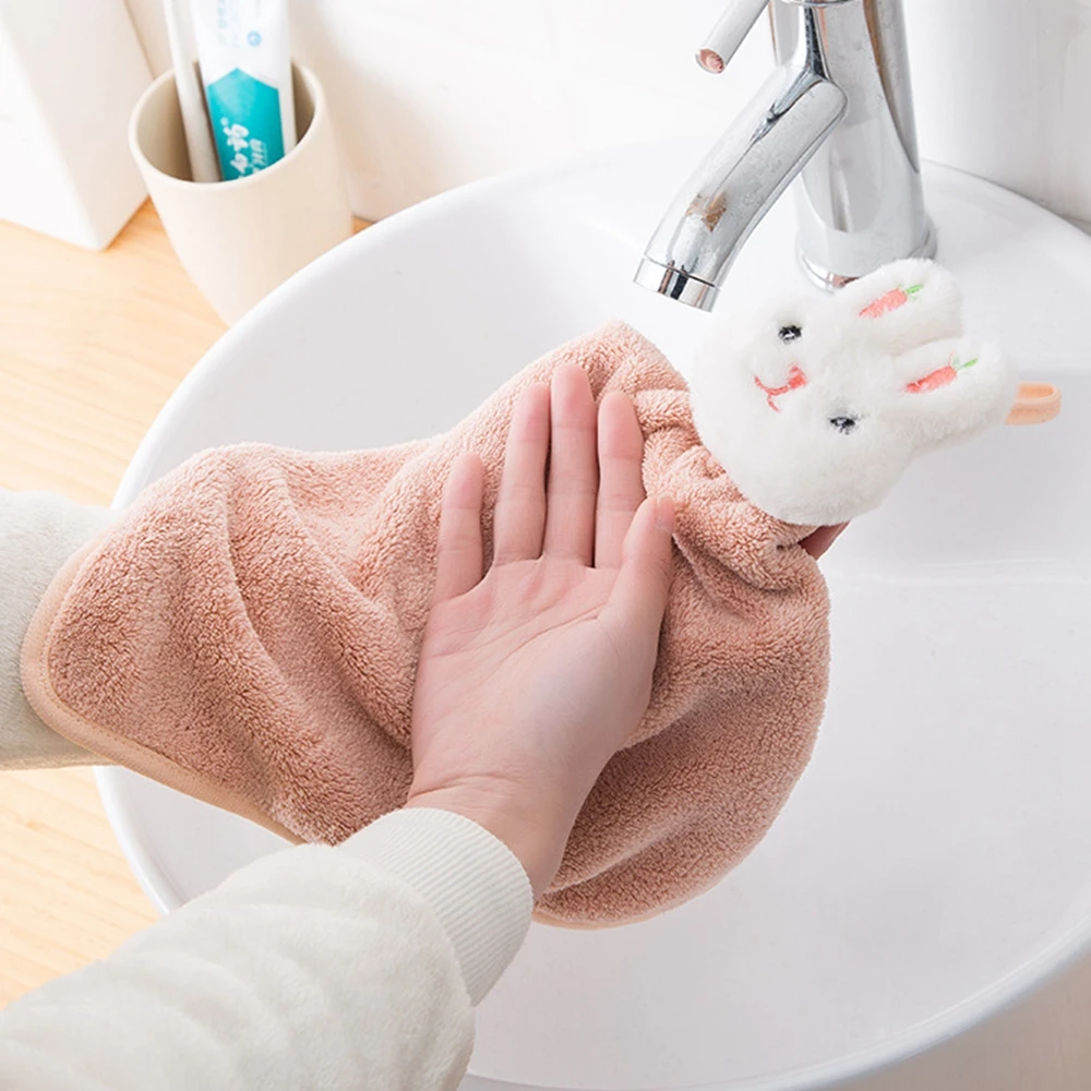 

Hand Towel Kitchen Hanging Bath Towels Microfiber Coral Fleece Hand Towel with Convenient Hanging Loop Ultra Absorbent Fast Dryi