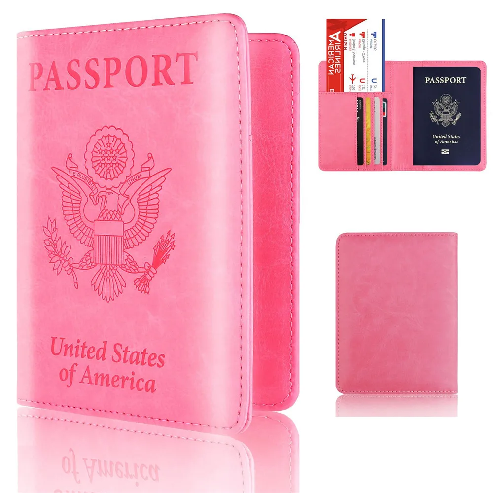 22 Colors Luxury Solid Passport Cover for Men Women Travel Passport Case Travel Document Cover RFID Card Holders Wallet