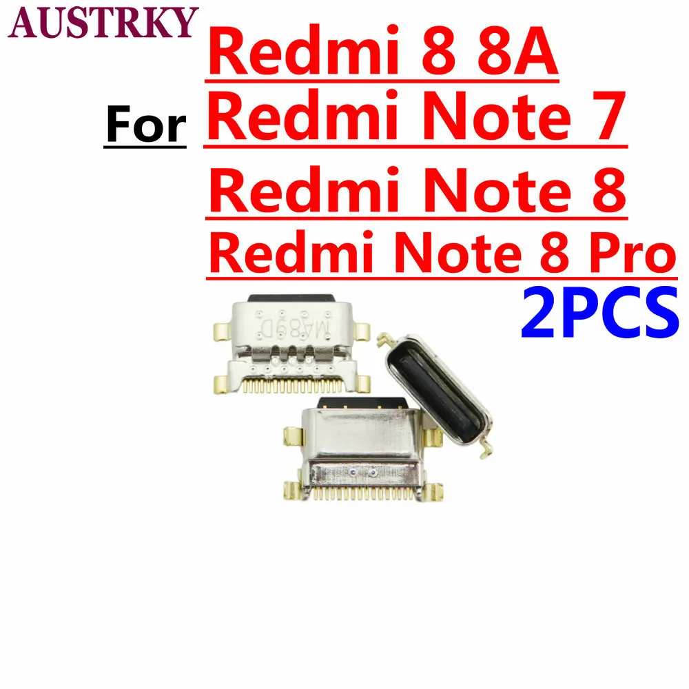 

2pcs New Micro USB Plug Charging Port Connector Socket For Xiaomi Redmi Note 7 8 Pro Redmi 8 8A