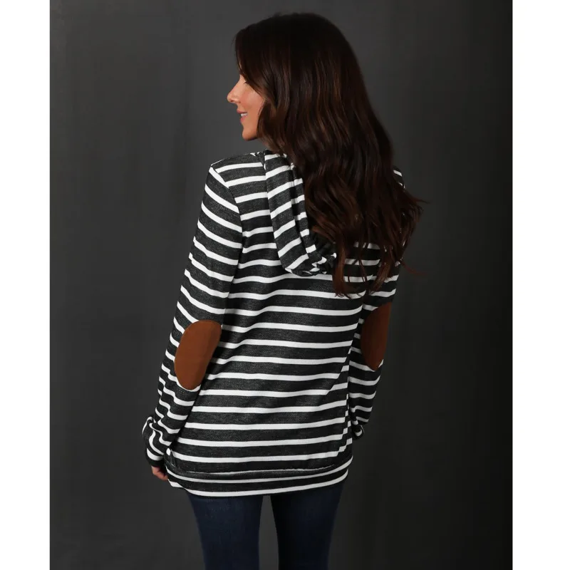 

New Women Hoodies Long-sleeved Hooded Streetwear Striped Elbow Patchwork Plus Size 5XL Pullover Tops Casual Chic Sweatshirt 2020