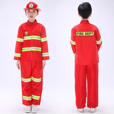 Kids Firefighter Costumes Baby Boys Clothing Set Halloween Party Cosplay Roleplay Fireman for Teenager with Belt | Тематическая