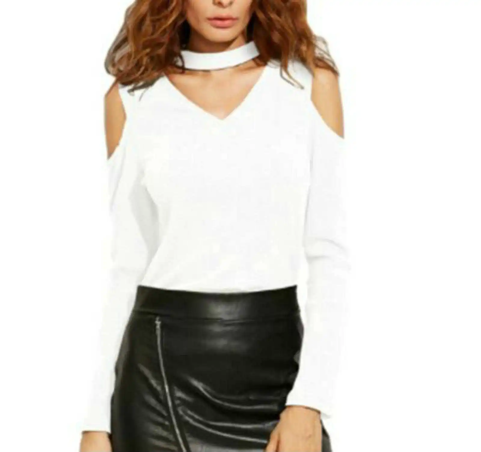 Футболка женская с открытыми плечами пикантная модная блуза облегающий