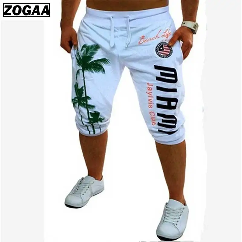 Мужские спортивные шорты ZOGAA эластичные со средней талией и принтом в стиле хип