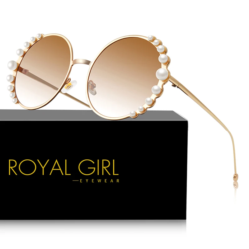 Женские солнцезащитные очки ROYAL GIRL роскошные круглые с жемчугом металлической