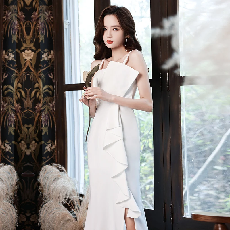

Evening Dresses Long Luxury 2021 Elegant Mermaid Dress Sleeveless Formal Party Gown Robe De Soirée De Mariage