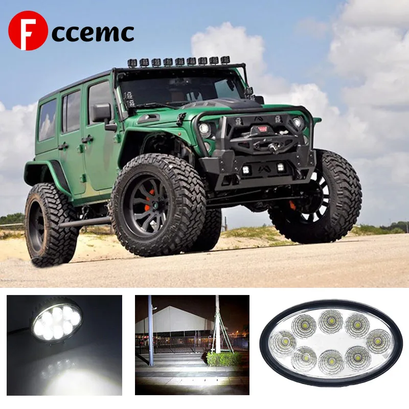 

Fccemc 5inch Oval 24W Work Light Waterproof White LED For SUV Truck Off-Road Flood Lighting 12V 24V Daytime Running Lamp 8led