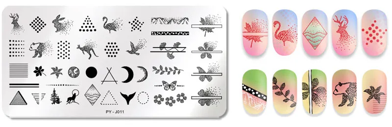 PY-J011 12*6cm Rectangle Nail Stamping Template Halloween Style pumpkin Spider Web Flower Patterns DIY Nail Designs Manicure Stamp Plate - Цвет: PY-J011