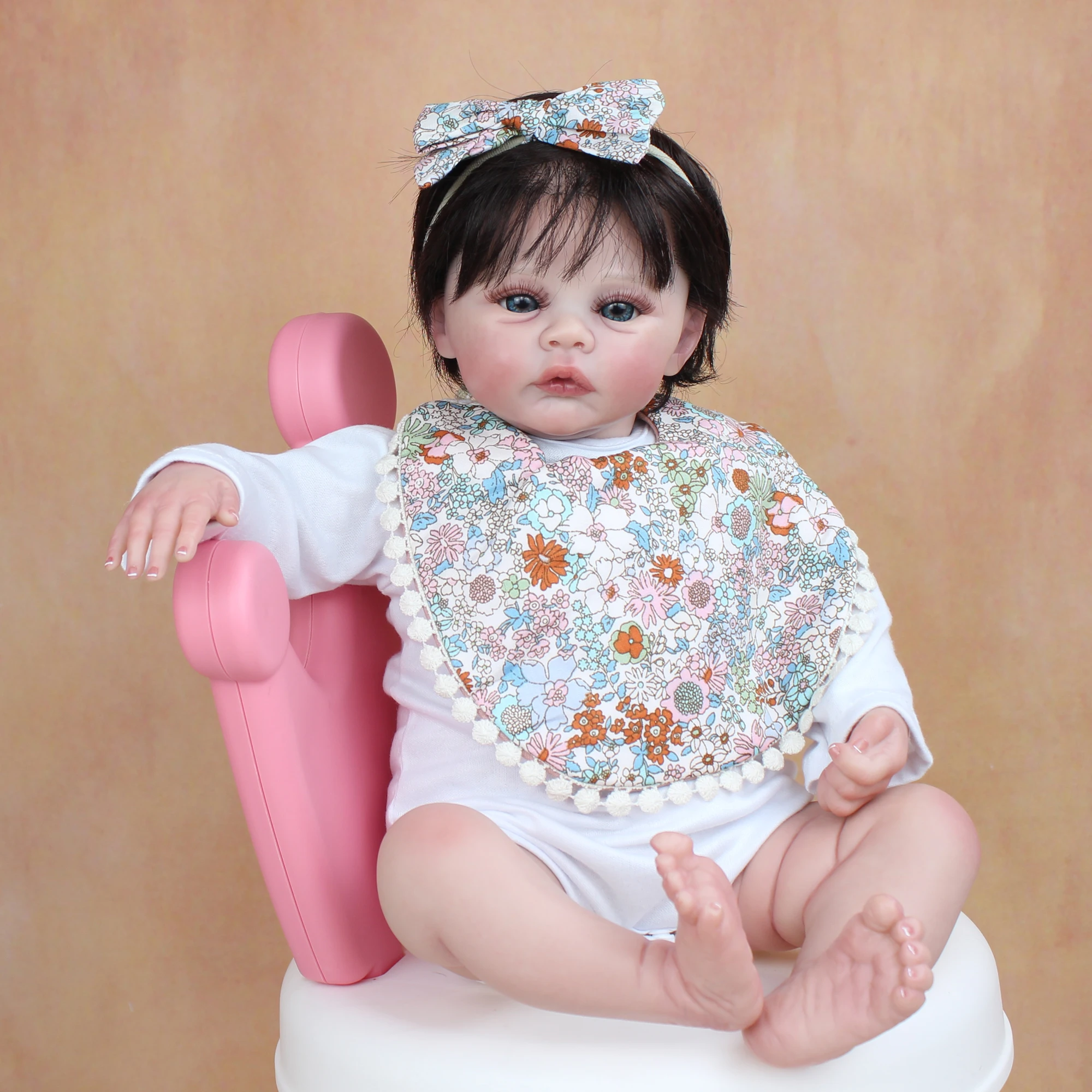 

48 CM 3D Marble Texture Skin Visible Veins Soft Silicone Reborn Baby Doll Toy For Girl 19 Inch Cloth Body Child Dress Up Boneca