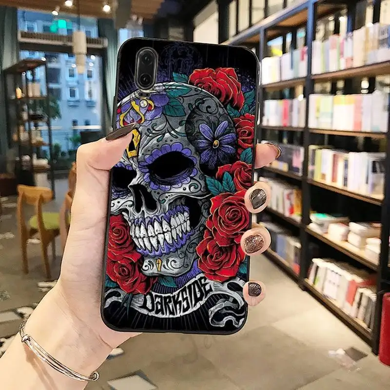 

Luxury flowers Skull Skeleton Phone Case For Huawei honor Mate P 10 20 30 40 Pro 10i 9 10 20 8 x Lite