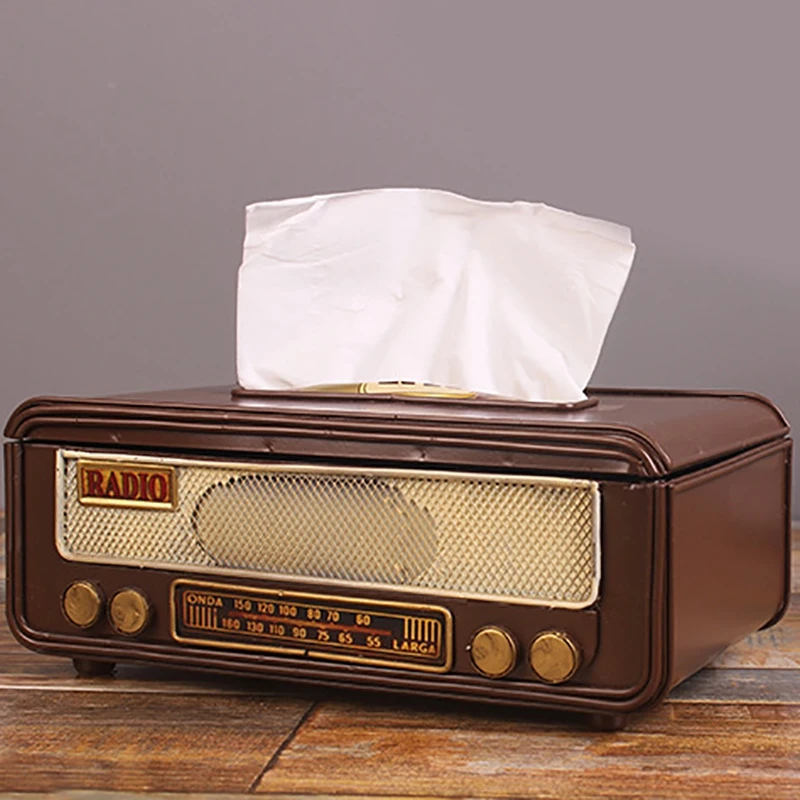 

Retro Radio Shape Tissue Box Napkin Storage Box Container Tissue Holder Tissue Box Home Bar Office