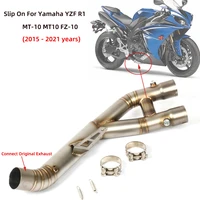 slip on for yamaha yzf r1 mt10 fz 10 2015 2021 motorcycle exhaust escape system link pipe catalyst delete eliminator enhanced
