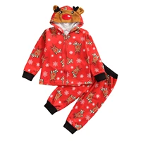 2 pieces kids suit christmas set elk snowflake print long sleeve hooded tops with zipper trousers for spring fall 0 24 months