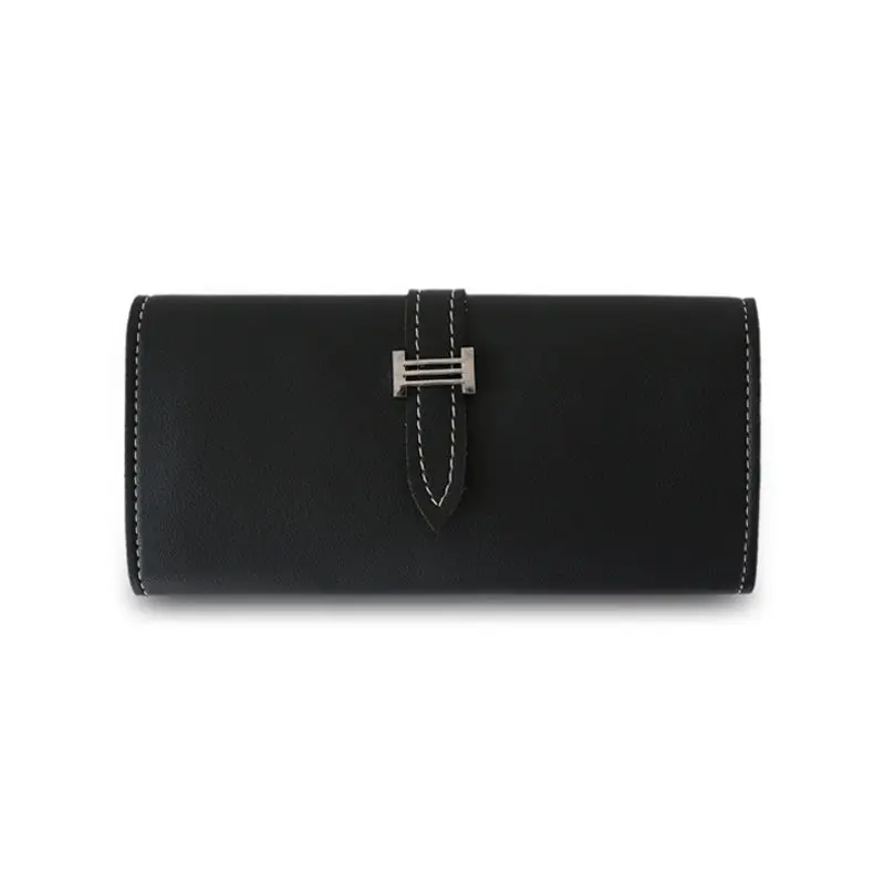 

Women's Solid Color Drawstring Wallet New Women's Long Leather Pures Girt for Girls Ladies Wallet