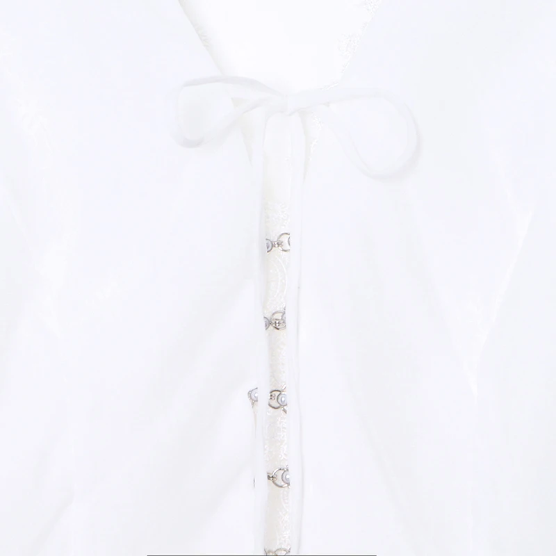 

SISPELL Patchwork Metal Buckle Blouse Shirt For Female V Neck Long Sleeve Patchwork Lace Up Women's Casual Shirt Tide 2021