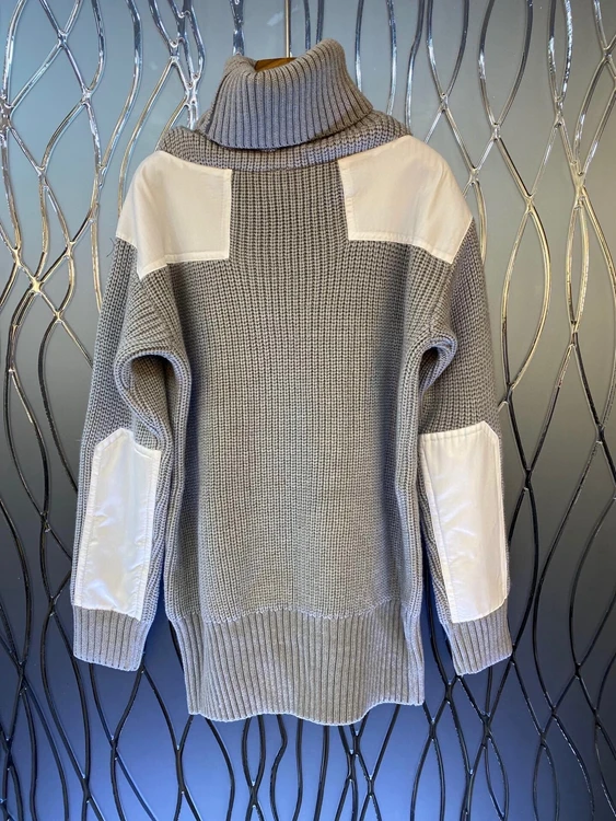 

2020 autumn and winter new fashion women's high neck drawstring neckline loose knit sweater 1123