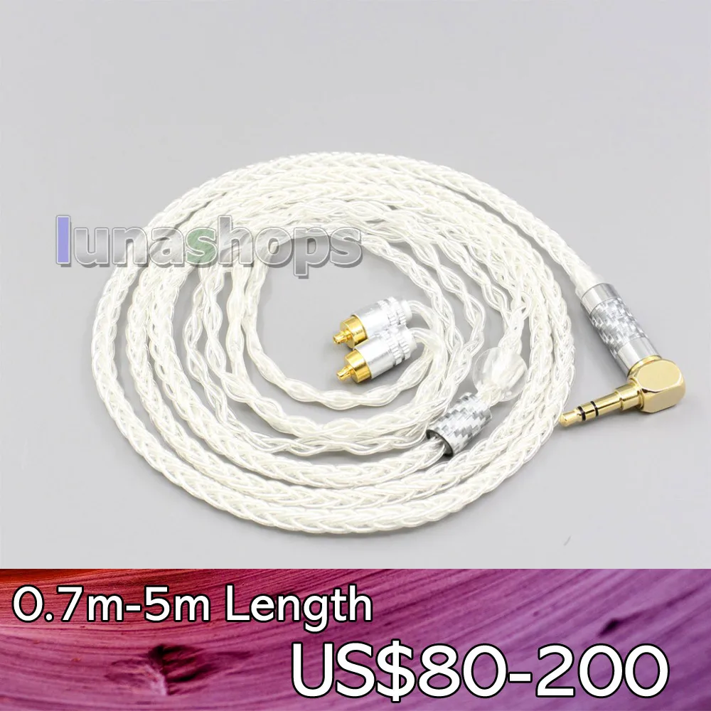 

LN006472 99% Pure Silver 8 Core 2.5mm 4.4mm 3.5mm XLR Headphone Earphone Cable For Sony IER-M7 IER-M9 IER-Z1R