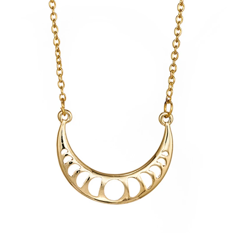Цепочка Женская длинная золотистая с кулоном полное затмение лунного|Ожерелья