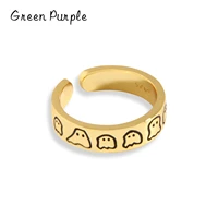 green purple s925 sterling silver minimalist ghost pattern adjustable female finger ring for women bohemian fine jewelry gift