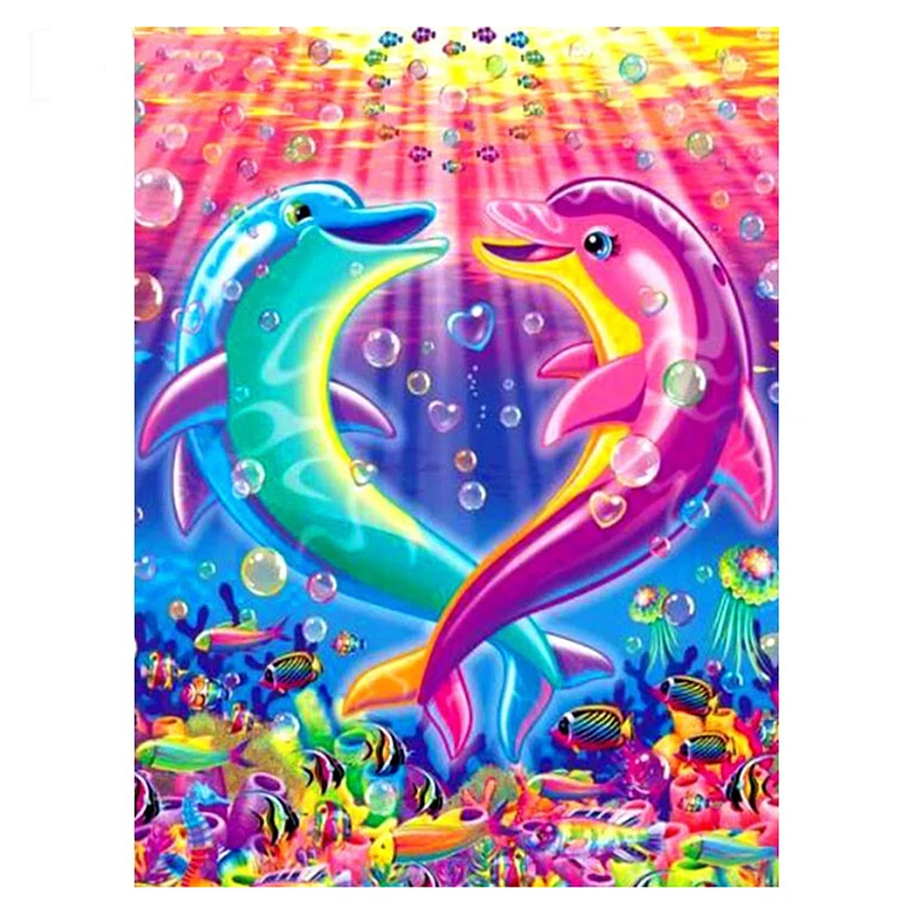 5ddiy алмазная живопись полная вышивка животных Дельфин яркий подводный мир Стразы Алмазная вышивка домашний декор L0017