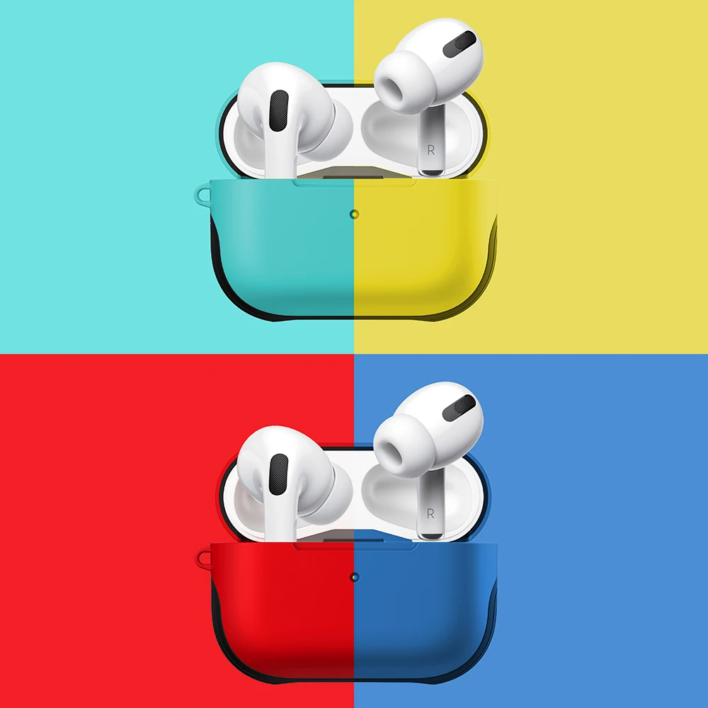 Цветной чехол для наушников Airpods Pro ПК 2019 жесткий с рамкой из ТПУ Apple 3 Bluetooth