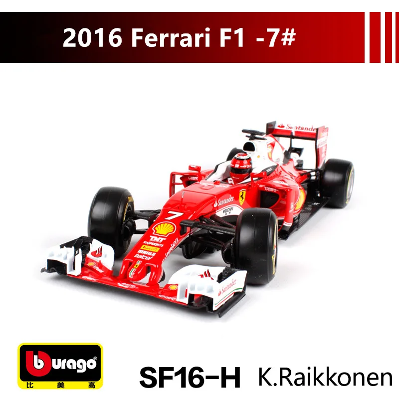 Bburago 1:18 Ferrari F1 NO7 производитель авторизованный имитационный сплав модель автомобиля ремесла украшение Коллекция игрушек инструменты - Цвет: Черный
