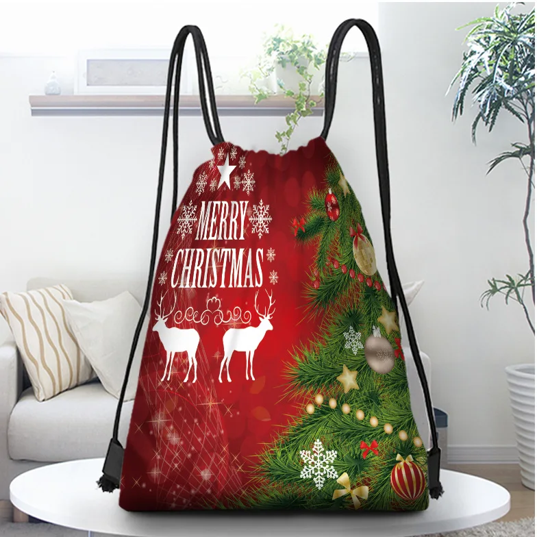 Рюкзак Wapiti Bell с принтом Деда Мороза и рождественской елки легкий рюкзак для