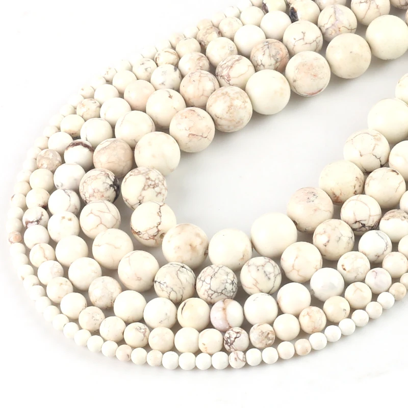 Оптовая продажа натуральный бирюзовый говлит круглые бусины 4 6 8 10 12 браслет