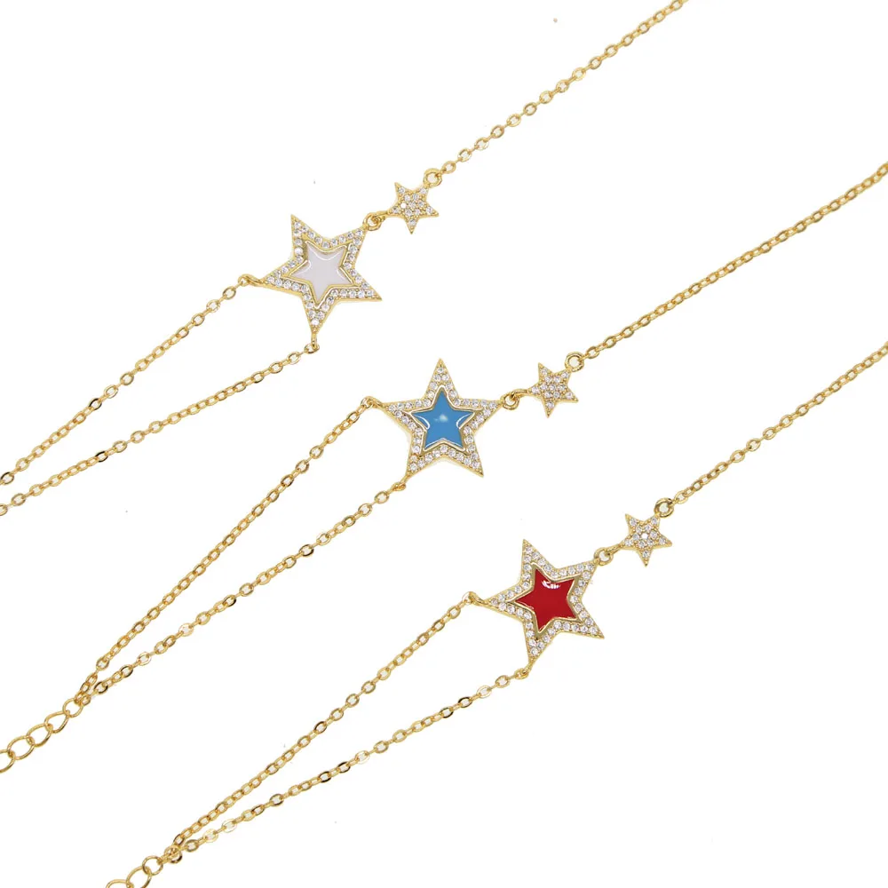 Новое поступление шарм белый синий красный эмаль звезда cz дизайн позолота