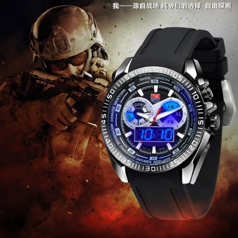 TVG Высокое качество спортивные часы мужские светодиодные цифровые светящийся