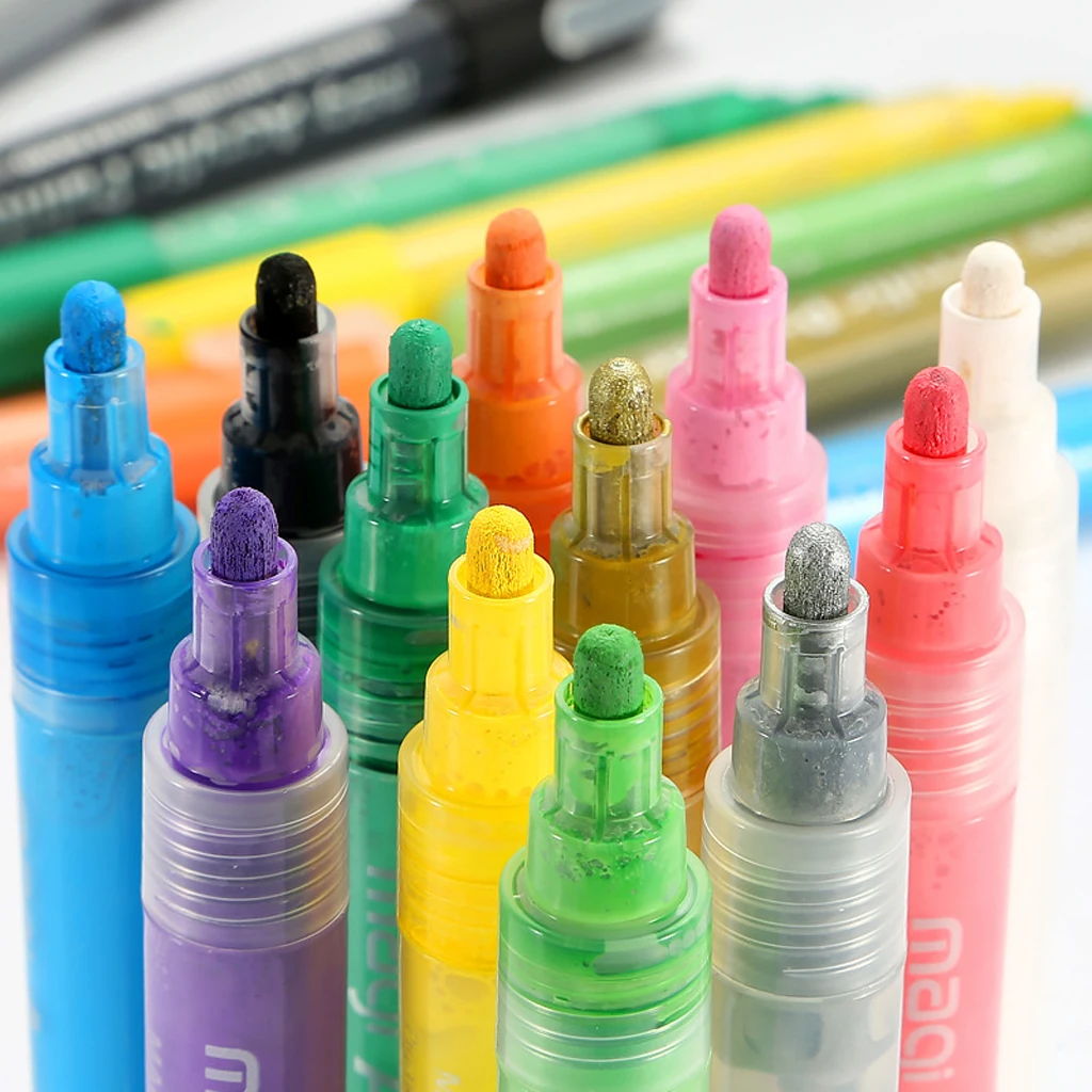 

Assorted 12 Colors Waterproof Acrylic Paint Marker Art Pen For Sketch Craft Scrapbook Card Making Supply DIY Tool