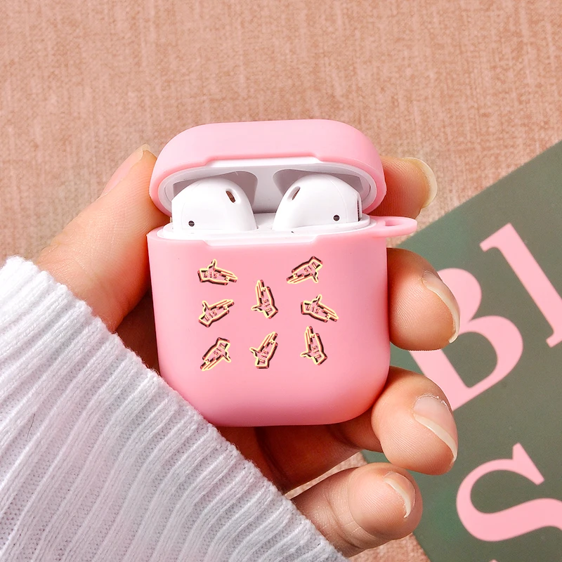 Чехол-накладка для Air Pods 12 мягкий розовый силиконовый чехол с изображением