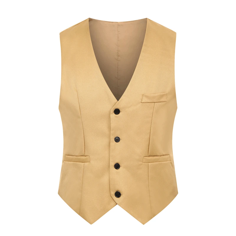 

2019 New Formal Men Solid Color Suit Vest Single Breasted Business Waistcoat Gilet Casual Sleeveless Slim Fit Dress Vest For Men