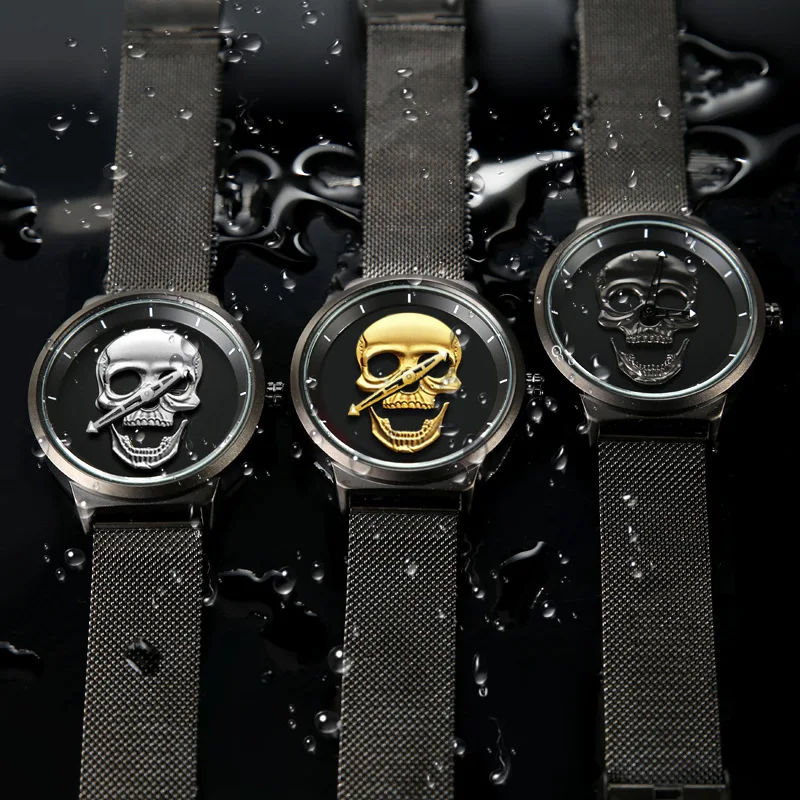 

Luxury brand fashion men watch quartz personality skull male watches all steel high quality creative unique 2020 new man watches