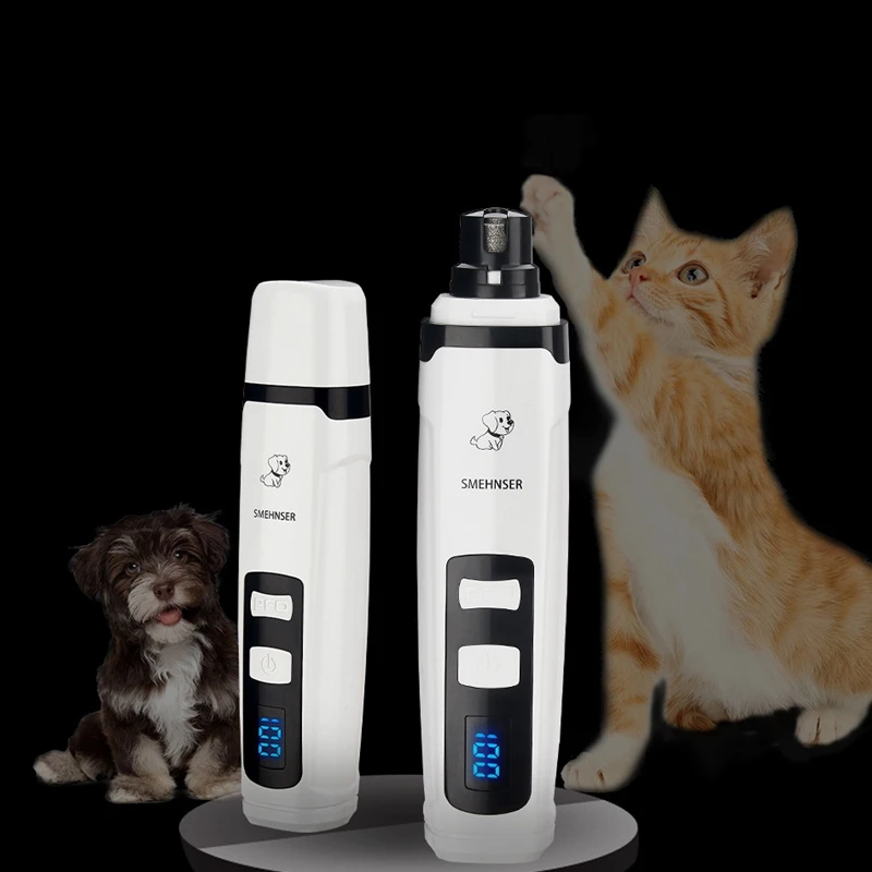 

SMEHNSER Dog Nail Grinder Cat Nail Trimmers Low Noise Pet Nail Grinder Electric File 2 Grind Bit Grooming Trimming Tool